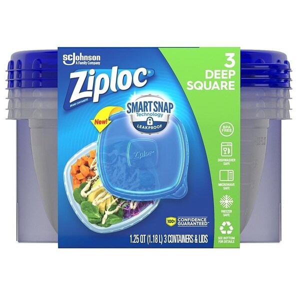 Ziploc 70937 Food Storage Container, 32 oz Capacity, Plastic, Clear